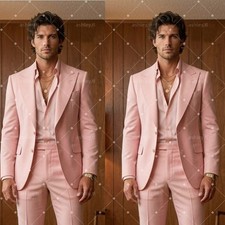 Pink Men's Suits Evening Party Prom Wedding Groom Tuxedo Formal Business 2 Piece