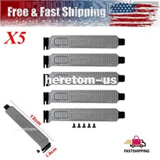 5pcs Black PCI Slot Cover Dust Filter Blanking Plate Hard Steel W Screw 120 19mm