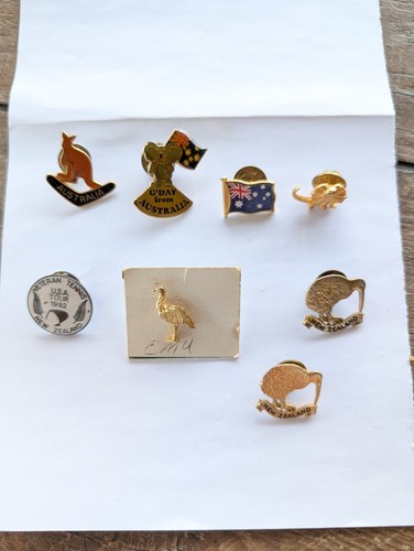 Australia Kangaroo Boomerang Koala Emu Flag Pin New Zealand Kiwi 8 Pin Lot - Picture 1 of 5