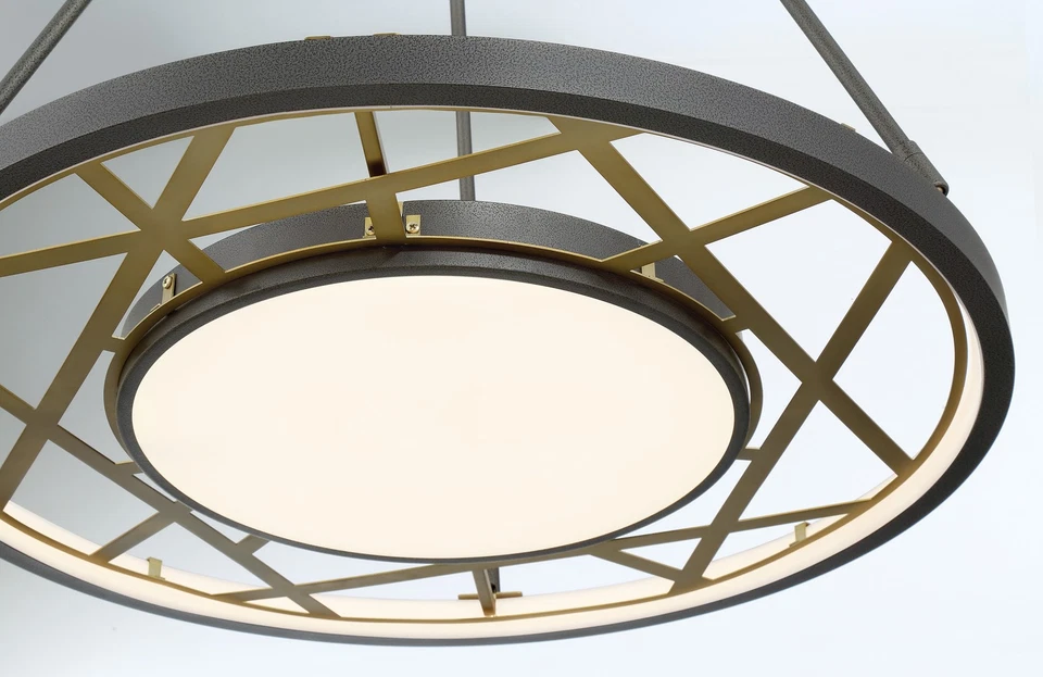 Metropolitan N7527-L Tribeca 28"W LED Lámpara de Tambor - Hierro Ahumado / Latón Suave Foto 4 de 4