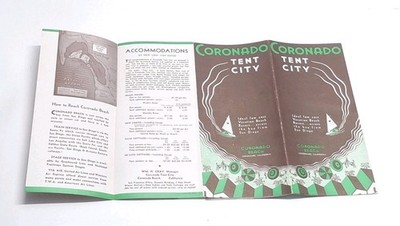 Coronado Tent City California Beach Tourist Travel Map Brochure Booklet 1940's