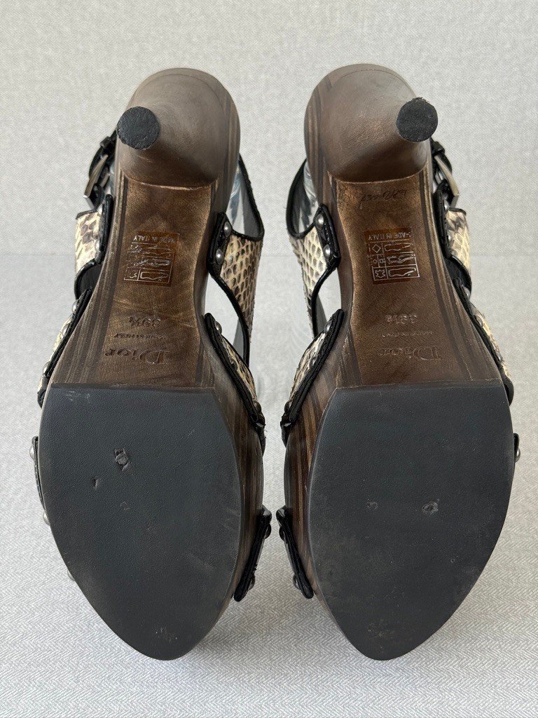 Christian Dior Feline Python Platform Sandals Woo… - image 4