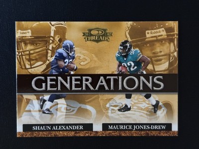 2007 Donruss Threads Shaun Alexander & Maurice Jones-Drew Generations Card  