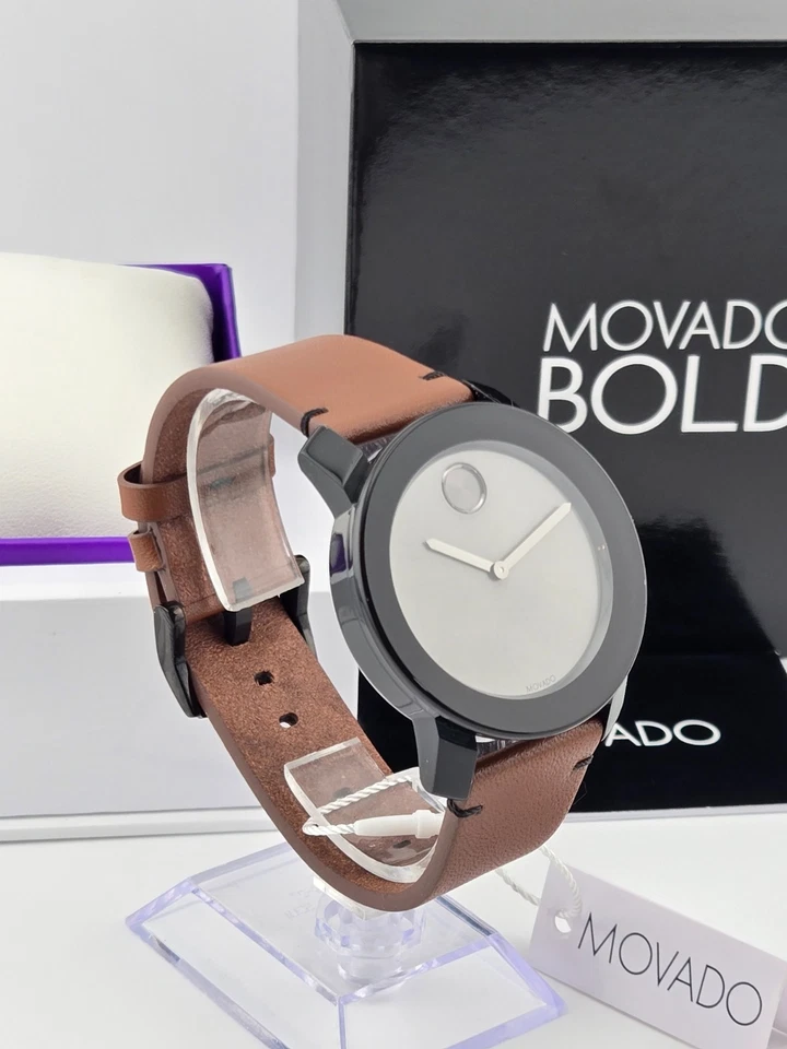 Reloj para hombre Movado audaz esfera gris correa de cuero marrón - 3600442 (precio de venta sugerido por el fabricante 395 USD) Foto 3 de 4