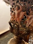 Vintage 35" CAPODIMONTE PAINTED PORCELAIN Pierced Lamp Italy Brass Urn CHERUBS — photo 1