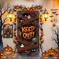 Halloween Door Cover Decorations Halloween Front Door Banner 35.5x72 Inch Bloody