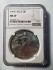 1997 NGC MS 69 American Silver Eagle Dollar, 1 oz .999 Fine Silver Coin