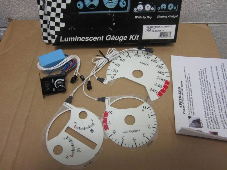 Kilómetros KM/H para Honda Accord 98-02 4 cilindros AT blanco azul indicadores de brillo inverso Foto 2 de 4