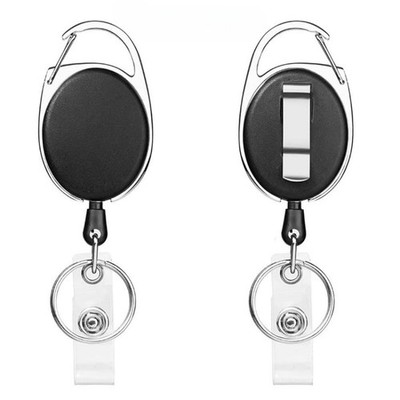 2 Packs Heave Duty Retractable Badge Reels with Carabiner Belt 2 Packs, Black