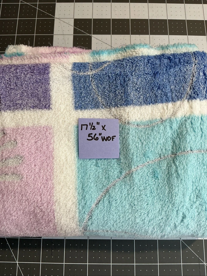 Remanent Minky Super Soft Baby Fabric 17 1/2” X WOF Purple, Pink, Blue, Aqua - Image 3 of 3