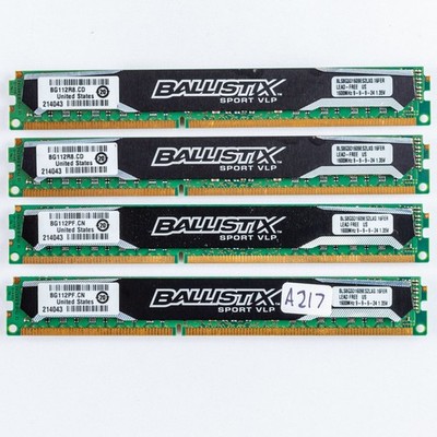 Crucial Ballistix Sport 32GB 4x8GB DDR3L 1600 Low Profile RAM BLS8G3D1609ES2LX0