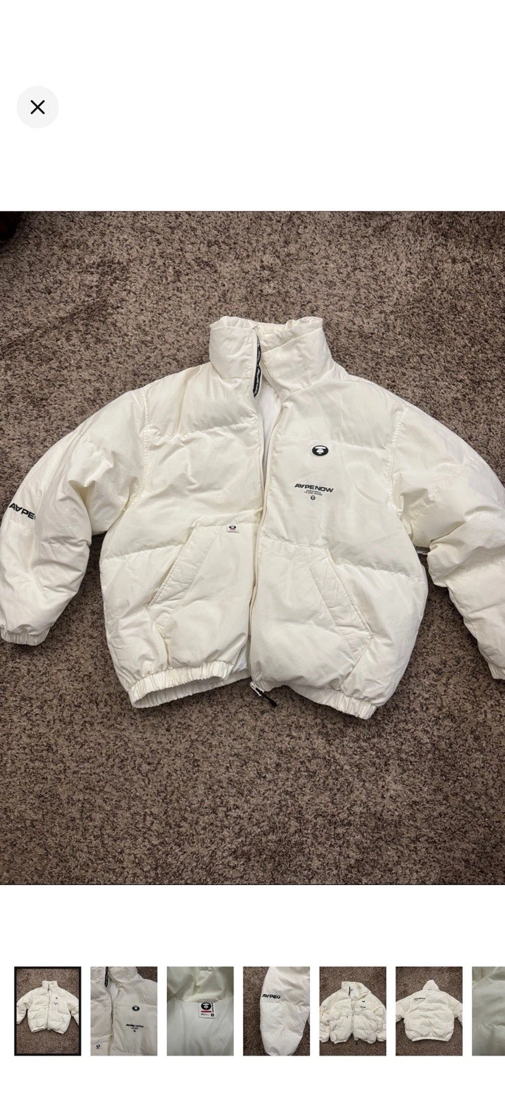 Aape by Bathing Ape Mens White puffer Jacket - product detail image 1