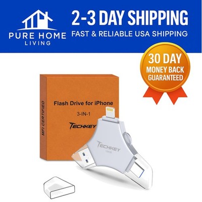 Durable 128GB USB 3.0 Drive: Wear Resistant and MFi Certified for All Devices