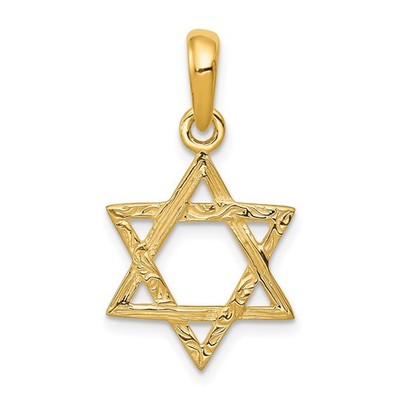 Echter 14K Gelbgold Davidstern Anhänger; Damen & Herren