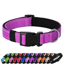 Reflective Dog Collar Padded with Soft Neoprene Breathable Quick Release Basi...
