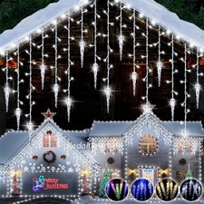 LED Icicle Outdoor Christmas Lights Mains Curtain Fairy Lights Window Eave Decor