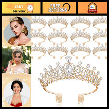 12 Pcs Crystal Princess Crowns with Combs - Sparkling Tiara Set for Kids  Adult