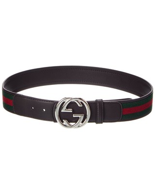 Gucci Interlocking G Web & Leather Belt Men display picture 3