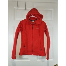 Women's sz S Columbia Red Fleece Hoody Sweatshirt Pockets