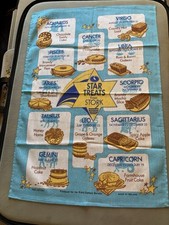 1970's 100% Cotton STORK Cookery Service, Astrology Zodiac Hand Dish Tea Towel.