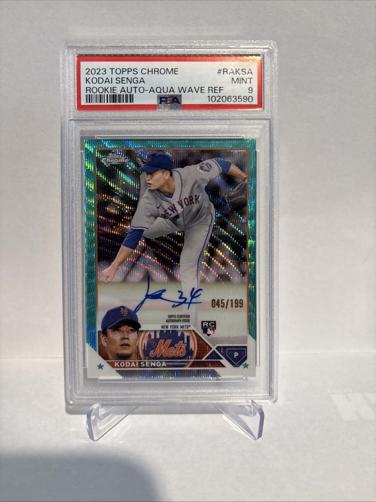 2023 Topps Chrome - Rookie Autographs Kodai Senga Aqua Wave Refractor /199