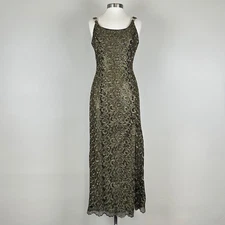 Dress Gown M Fairy Grunge Whimsigoth Glam Wedding Floral Embroidered Gold Sequin