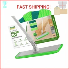Turbo Microfiber Mop Floor Cleaning System - 18-inch Dust Mop with 4 Reusable Pa
