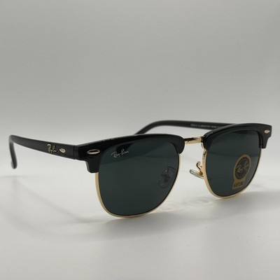 Ray-Ban RB3016 Clubmaster Black Gold Sunglasses 51-21-145 With Case Box
