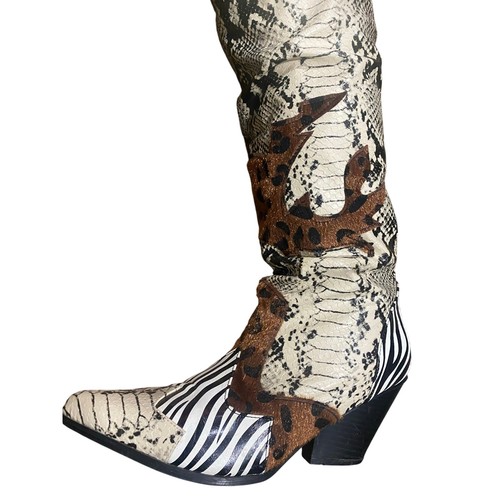 Cape Robbin over-the-knee thigh-high cowboy boot in animal print faux leather.  - Picture 1 of 6