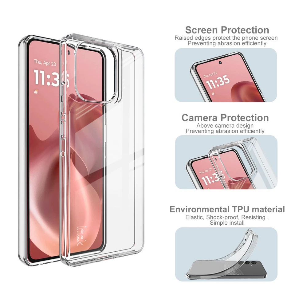 IMAK Para Motorola Moto G86 Power, Antigolpes Suave Goma Transparente Estuche Cubierta Foto 3 de 4