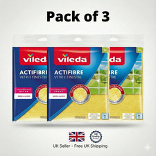 3 Pack of Vileda ACTIFIBRE Window Cloth Streak Free Shine FREE UK P&P