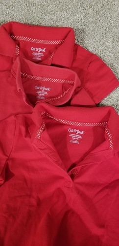 Lot Of 4 GIRLS Size S (6/6X) Cat &Jack and unknown Uniform Tops Red pre owned - Picture 2 of 7