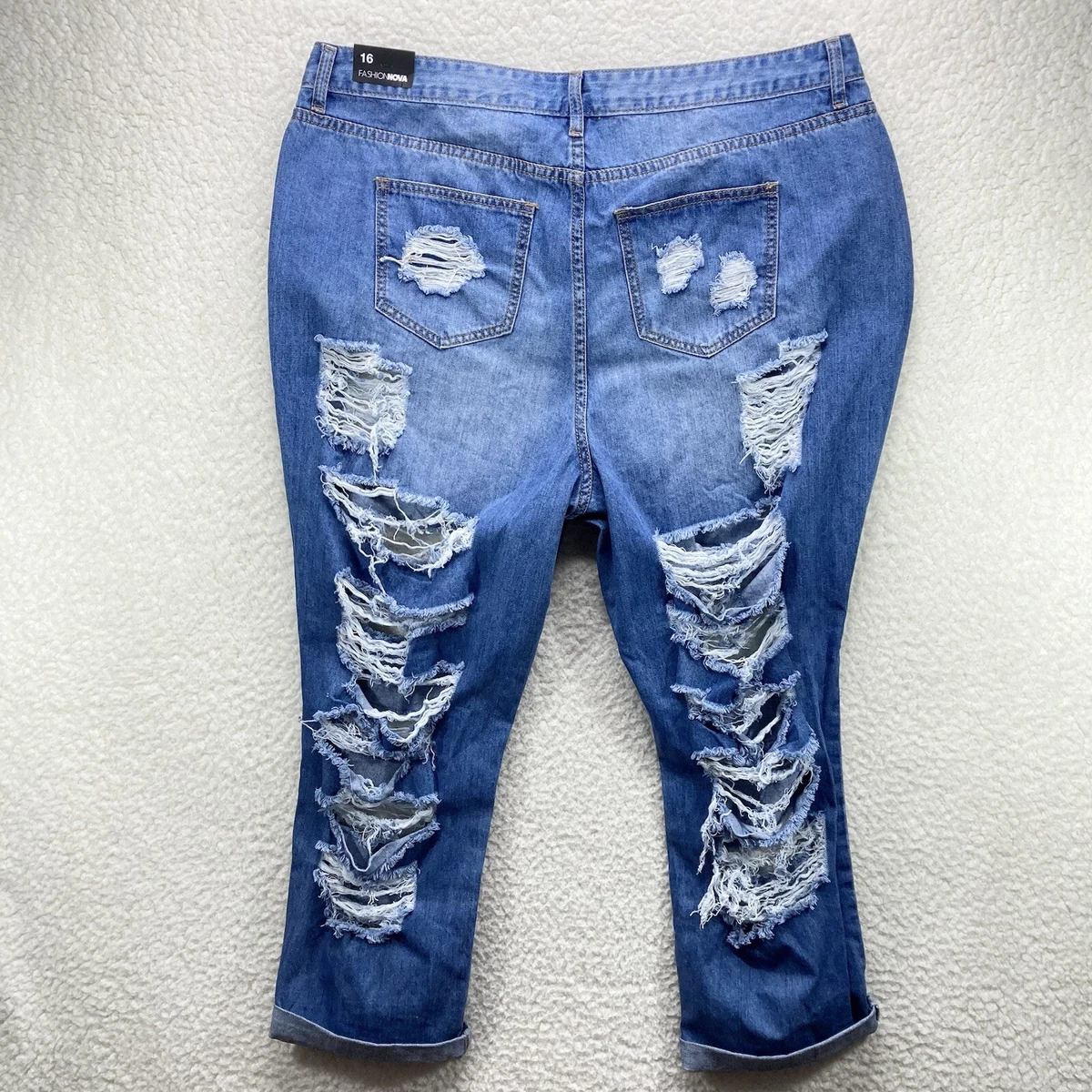 Destroyed clearance capri jeans