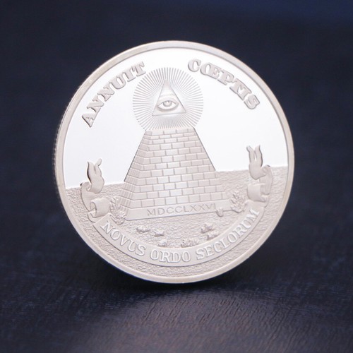 Masonic Coin Commemorative Aall-seeing eye Plated Silver Egyptian God Eyes - Picture 2 of 4