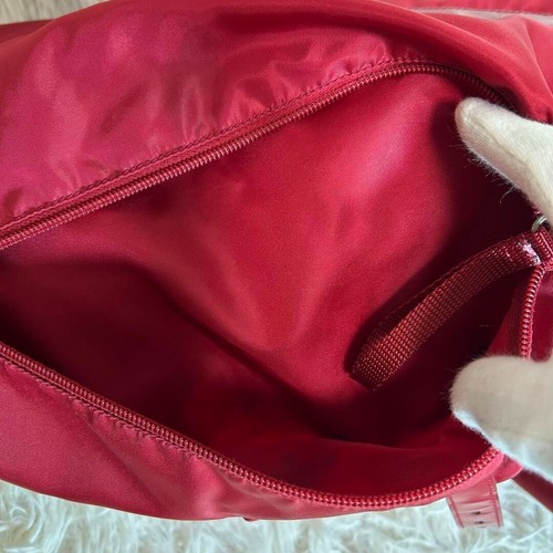 Prada Messenger Bag Nylon Triangle Logo Shoulder Bag Red Women's Used - Picture 11 of 18