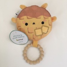 NEW Silicone Teether Plush Soft Baby Toy Breakfast Waffle Pearhead Teething Ring