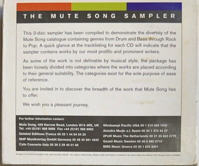 Various –The Mute Song Sampler (3xCD, 1998 Mute) Promo Sampler 