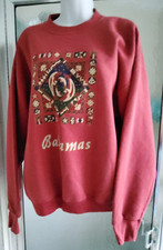 UNISEX "BAHAMAS" WARM FLEECE LINED CREW NECK SWEATSHIRT-LARGE-RUST-*MADE IN USA