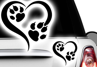 Love Heart Paw, Dog, Cat, Cat Paw Dog Paw xDecal Sticker x1