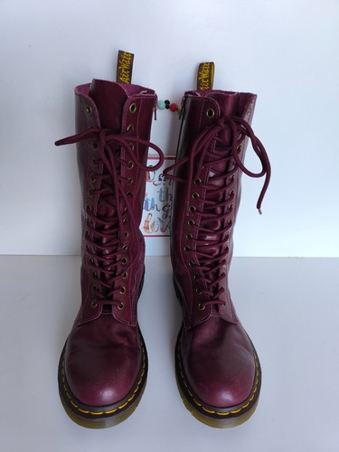 Dr Martens 14 eye hole 1b99 burgundy cherry red midcalf boots UK7 EU41 US9 - Picture 5 of 10