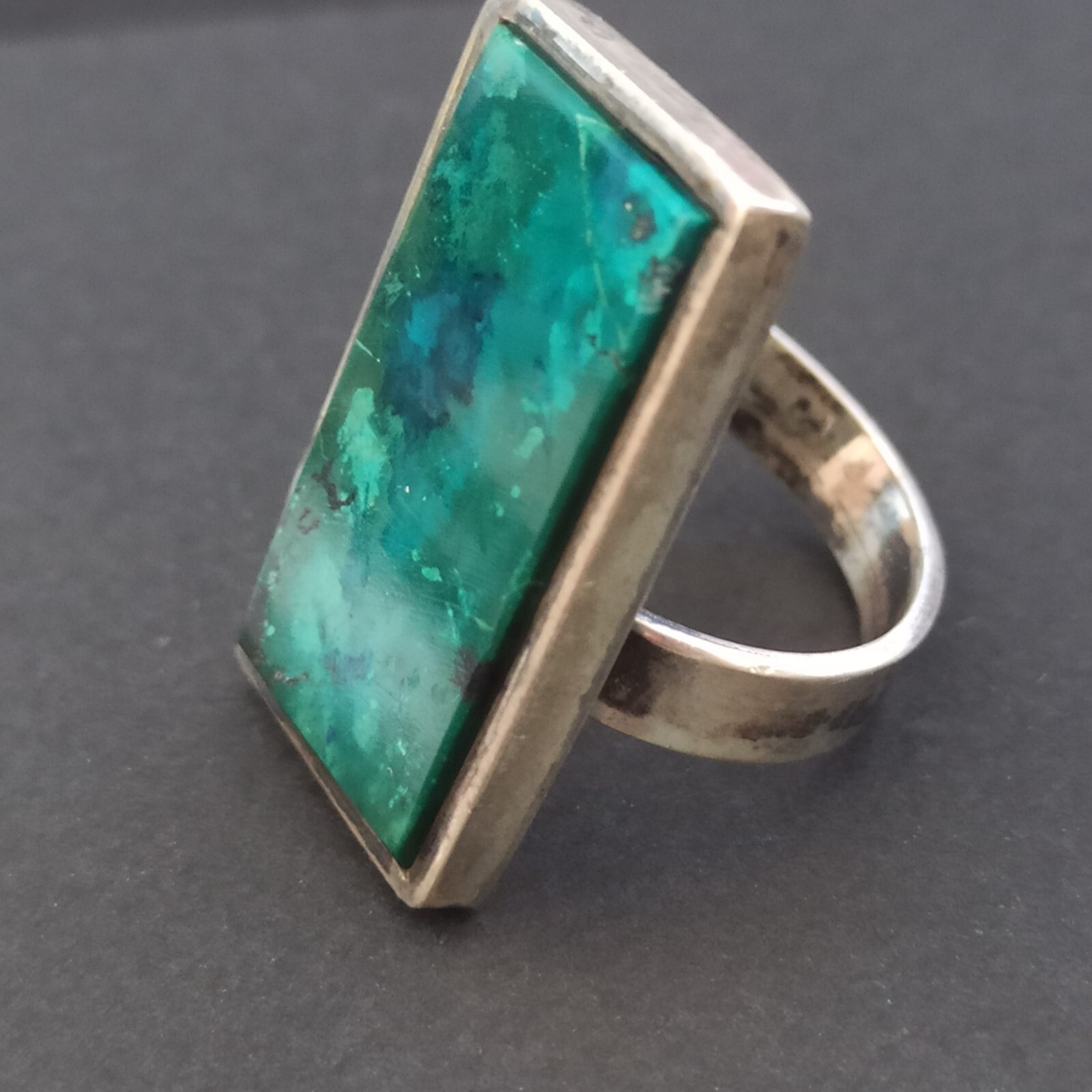 Vintage Eilat Ring Long Rectangle Silver King Sol… - image 15