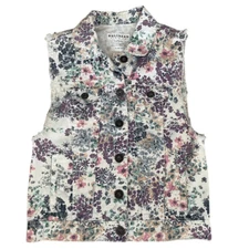 Bullhead ~ White Floral Denim Vest ~ Slim Fit ~ size Small