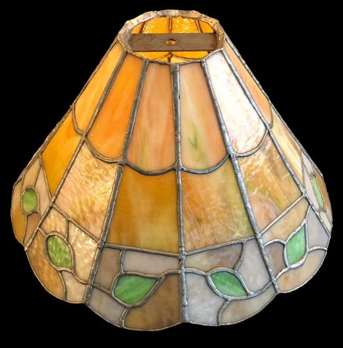 Large Handcrafted Tiffany Style Glass Lamp Shade Hand Soldered Copper Foil USA