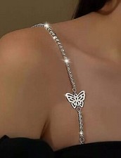 2-Piece Crystal Butterfly Bra Shoulder Straps Sparkling Adjustable Straps