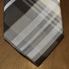 Perry Ellis Portfolio Black Gray 100% Silk Men’s Neck Tie Made In China