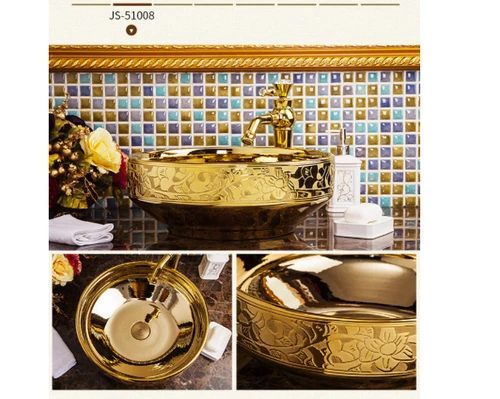 NewEuropeanfashiongold/silverceramicbathroombasinsinkwithwaterfallfaucetspout - Picture 6 of 46