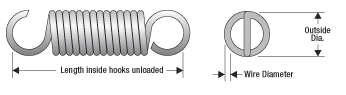 SR C-267 - Extension Spring 1-1/4" Outside Diameter x 6-1/2" Long x .162" Wire D - Bild 1 von 1