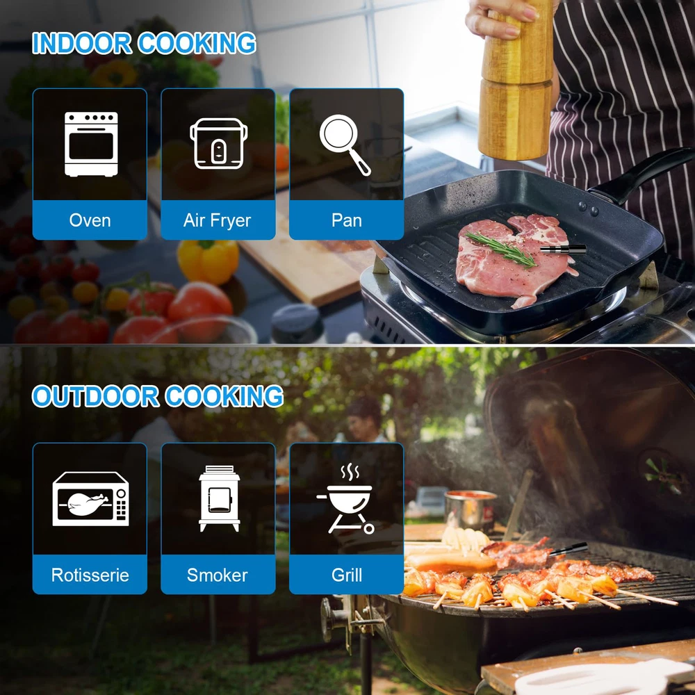 Wireless Meat Thermometer – Digital Cooking Thermometer with Wireless Probe – –