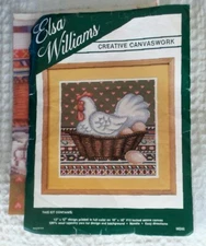 Elsa Williams Creative Canvaswork HEN Chicken in Egg Basket #06242 CANVAS ONLY