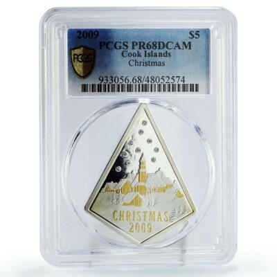 ⭐️PCGS PR68DCAM フォークランド諸島 王笏と宝珠 50P銀貨 Cook Islands 5 dollars Christmas Village Landscape PR68 PCGS